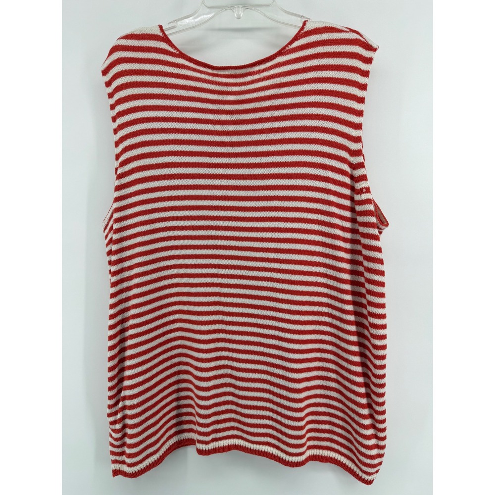 CHAUS & CO Womens Plus Size 3X Red White Striped Sleeveless Knit Top - Picture 6 of 6